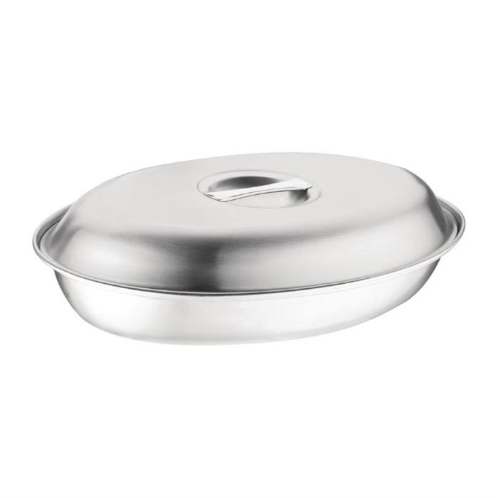 Plat à légumes - OLYMPIA - Ovale 252 mm - Inox - 180 x 252 x 42 mm - Gris