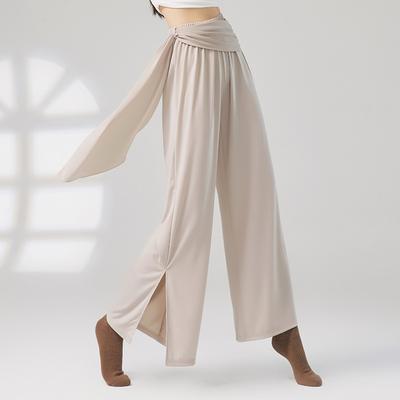 Women Loose Modern Dance Pants Soft Yoga Classical Dancing Ballet Training Wide Leg Pant Yoga Clothes High Waist Drawstring