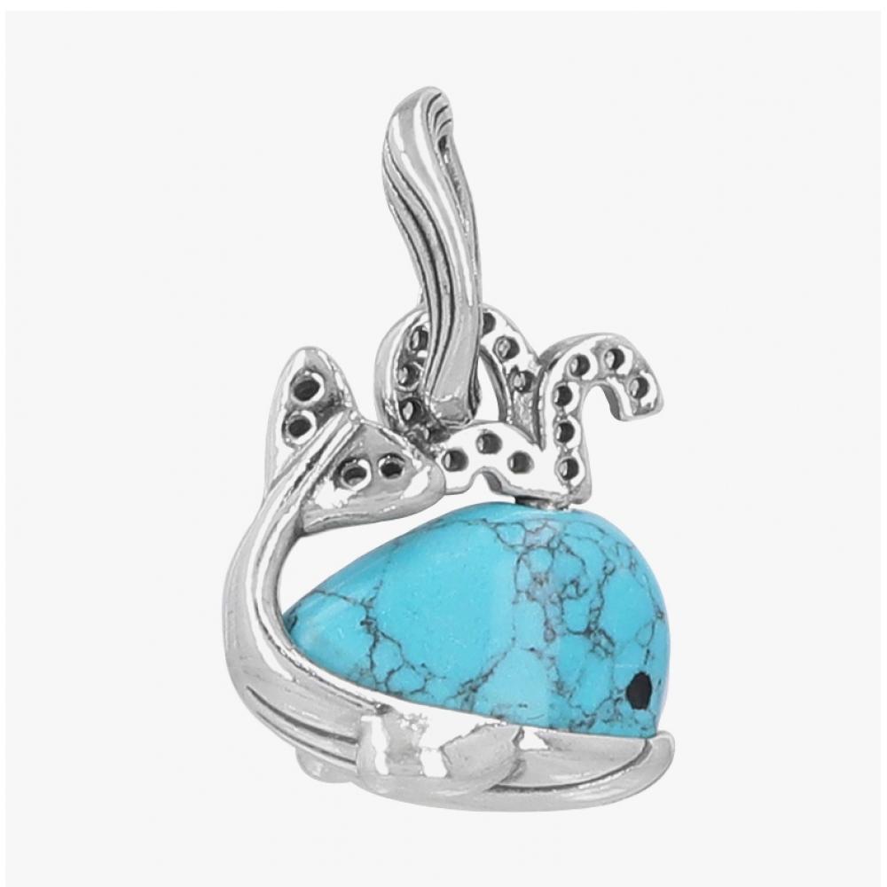 Pandora Moment Turquoise Colored Whale Dangle Silver Charm 793822c01