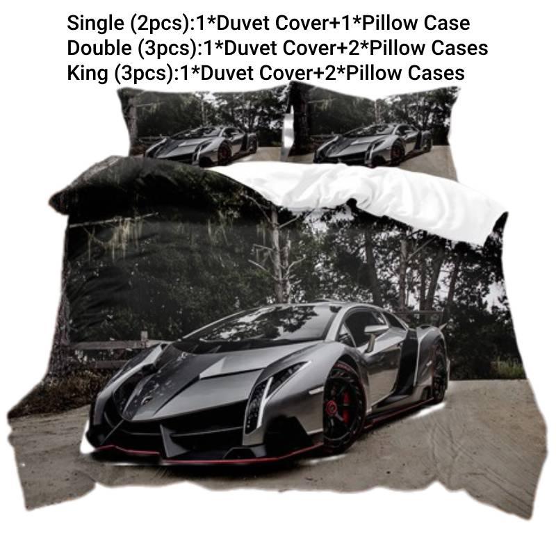 Stilvolles und lebhaftes 3D-digital bedrucktes Supercar-Bettwäscheset Direktverkauf des Herstellers
