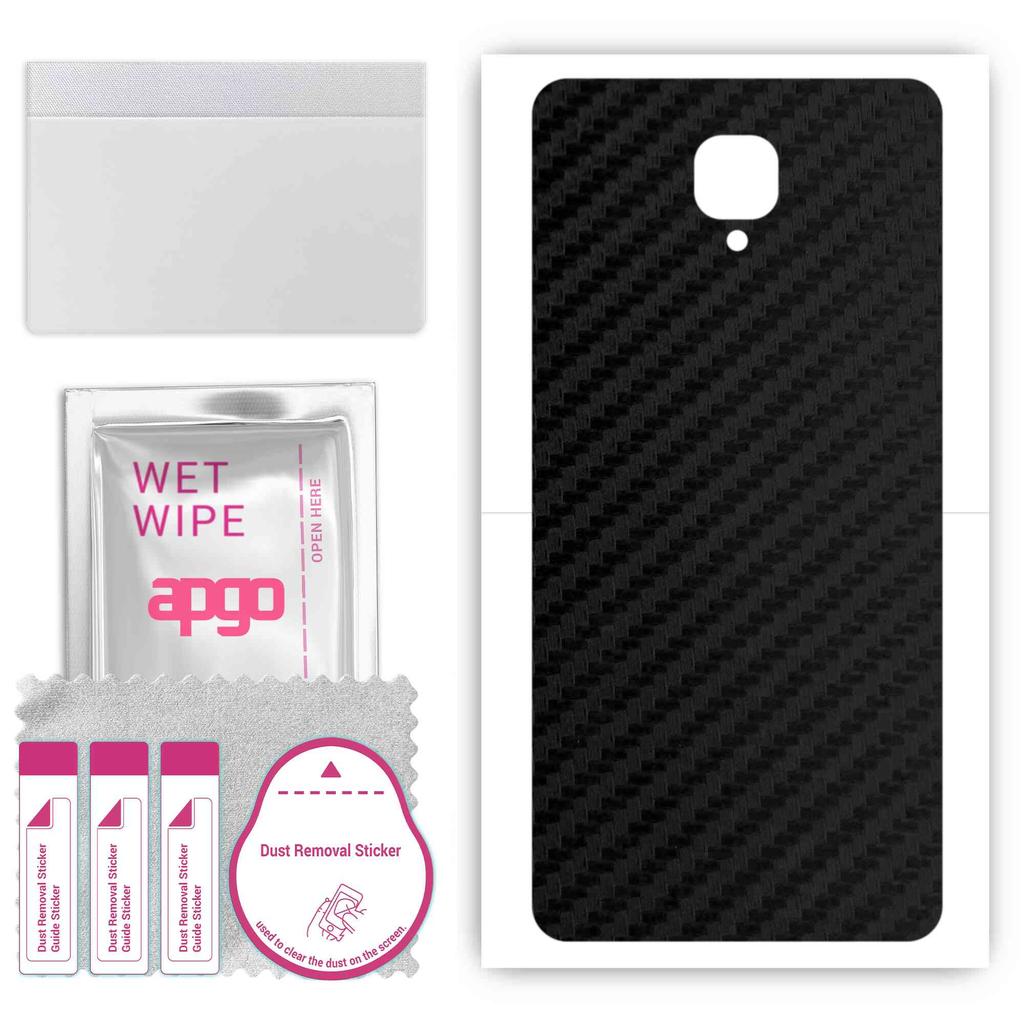 apgo Protective Skin Sticker for the Back Compatible with OnePlus 3, Wrap Film, Foil, Vinyl - Pattern Carbon Black