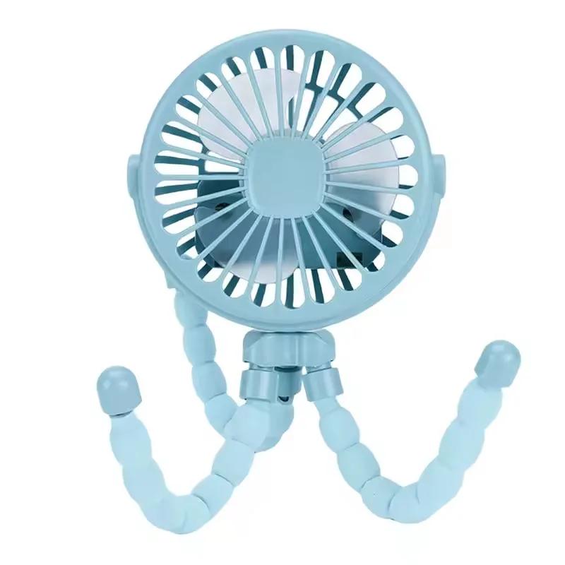 Mini Octopus Fan Baby Stroller Fan Small Folding Fans Hand Held USB Charging Bladeless Mini Silent Table Outdoor Cooler