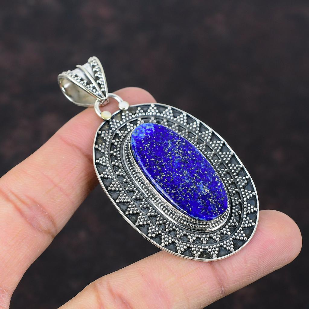 Lapis Lazuli Pendant Handmade Pendant Gemstone Jewelry 925 Sterling Silver Pendant Statement Jewelry Vintage Pendant Special Occasion Gift