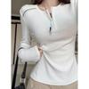 La Chapelle Elegant Long-Sleeve Zip-Up T-Shirt