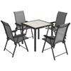 5 Pieces Outdoor Dining Set, Garden Dining Set for 4 with Square Table and Folding Chairs, Grey