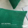 Green Corduroy Cushion Covers 45x45 Gentle Fluffy Strip Pillow Covers 50x50 Luxurious Decorative Home Pillow Case for Sofa Living Room