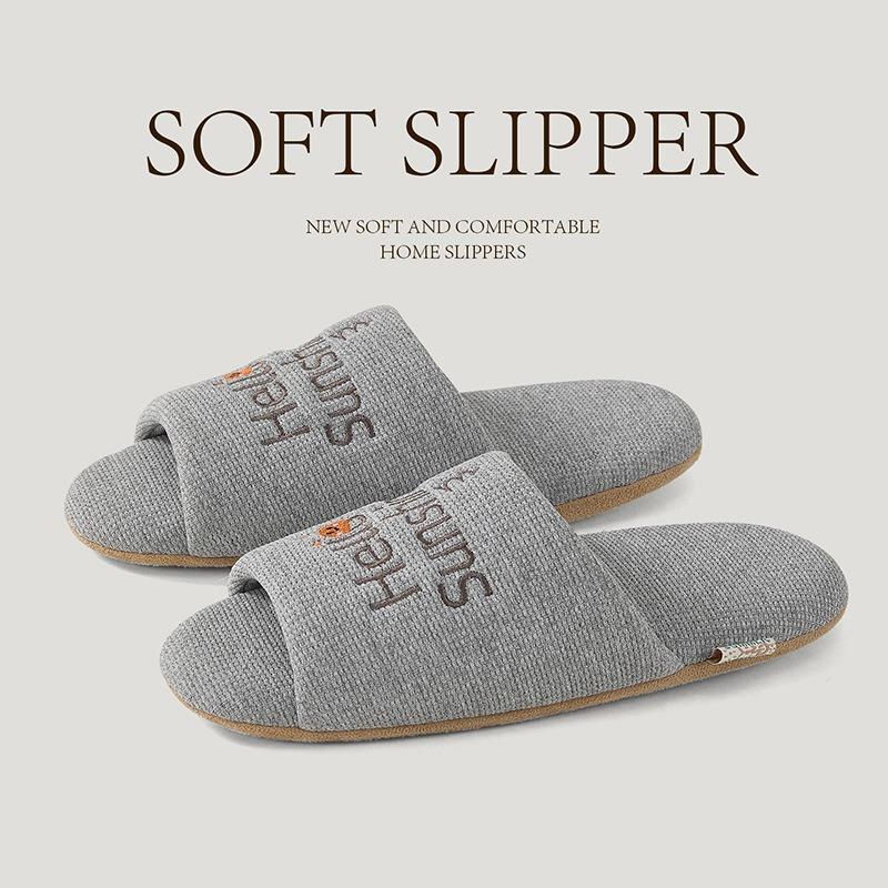 Silent silent slippers women's indoor home household one-word drag does not hurt the floor soft bottom couple four seasons cool slippers men