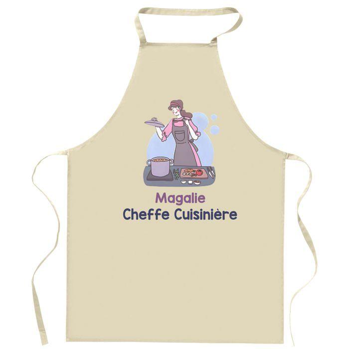 Tablier de cuisine - Magalie Cheffe Cuisinière - Impression bretonne - Coton résistant - Impression durable (France)