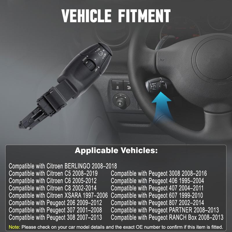 Cruise Control Stalk Switch for Citroen BERLINGO C5 C6 C8 XSARA Peugeot 206 307 308 3008 406 407 607 807 PARTNER 96637157XT