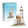Leuchtturm am Meer Bausteine Set mit Hüttenarchitektur DIY Sammlerstück Küstenszene Modellsteine Bausatz