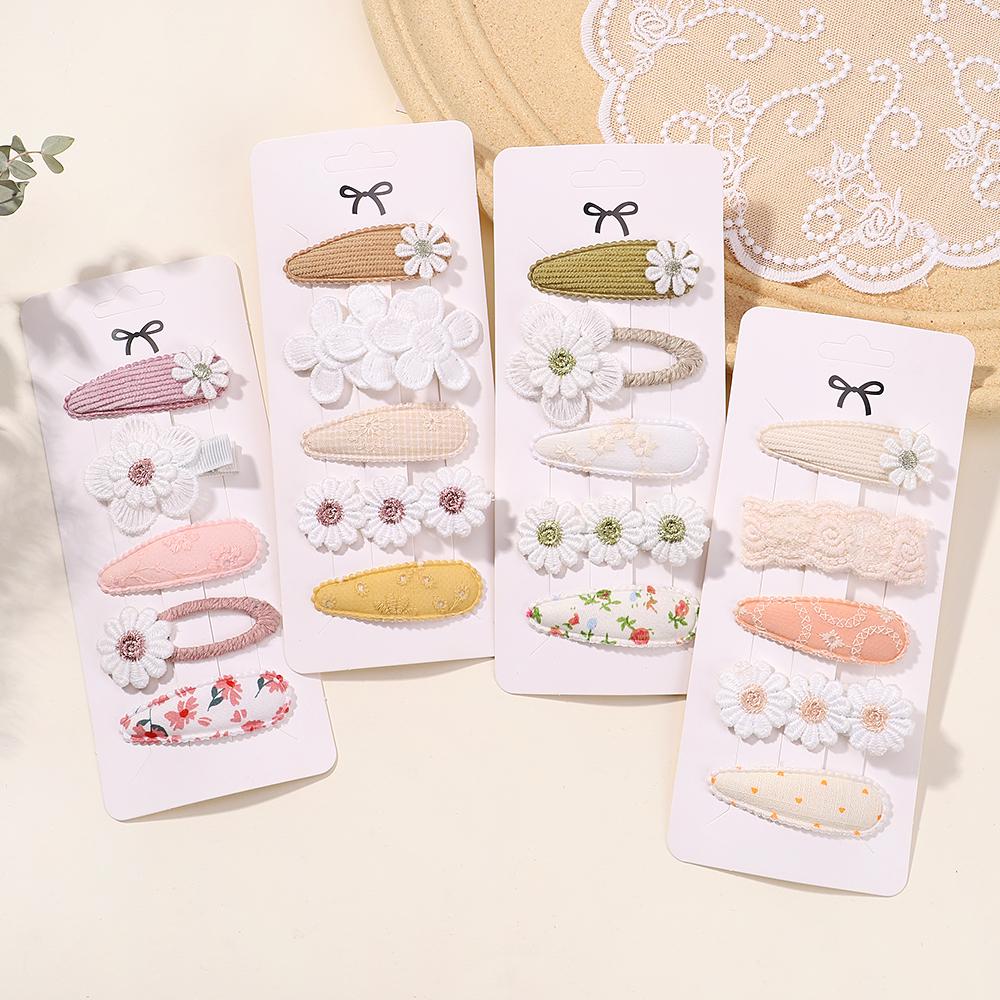 5Pcs/Set Mini Floral Bow Bunny Hair Clips Cute Princess Hairpins for Toddler Baby Girls Bang Side Hair Accessories