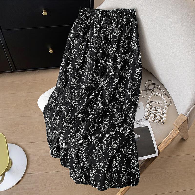 Elegant Floral High-Waist A-Line Skirt