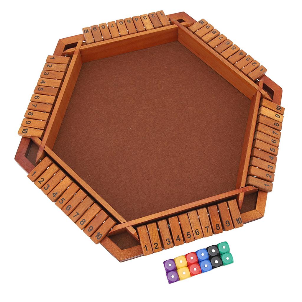 Wooden Board Game Math Box Dice Game Players Shut Family Table Board Dice Game for 1?6 Players