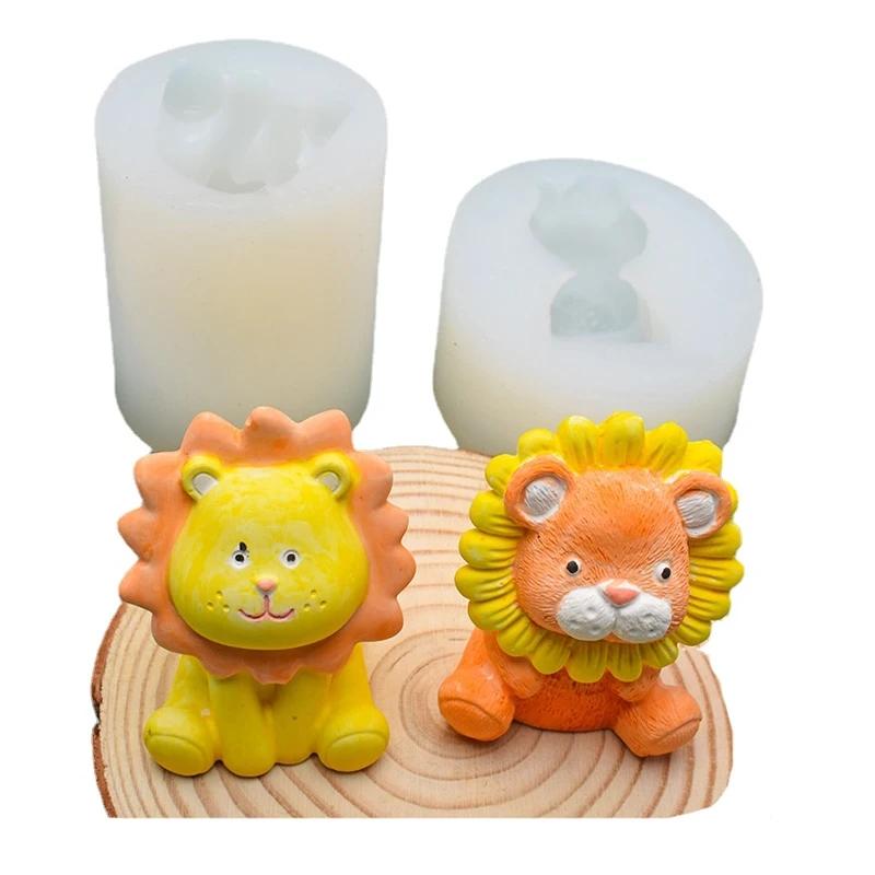 Cute Lion Silicone Candle Mold 3D Animal Soap Plaster Resin Cement Casting Molds DIY Chocolate Ice Cake Baking Tools Home Gift