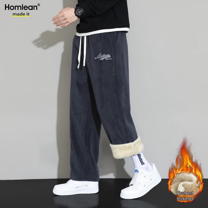 

Homlean Men s Fleece-Lined Straight Casual Pants XL