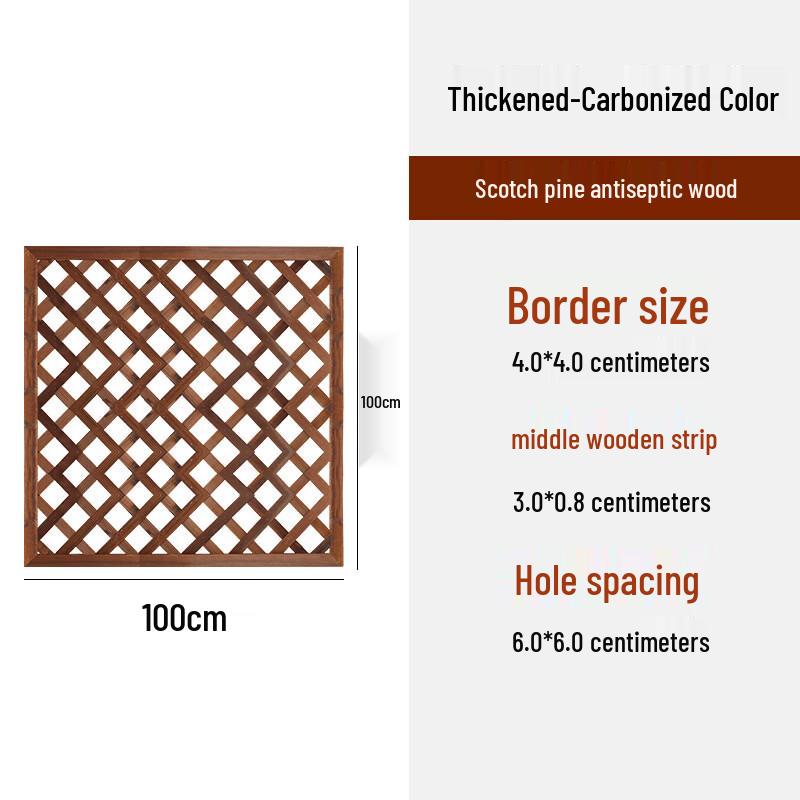 Carbonized Wood Garden Trellis Fence Panel
