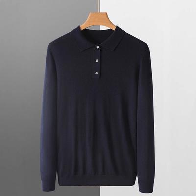 2025 Men's Polo Wool Short Sleeve Lapel Sweater - Spring/Autumn Fashion