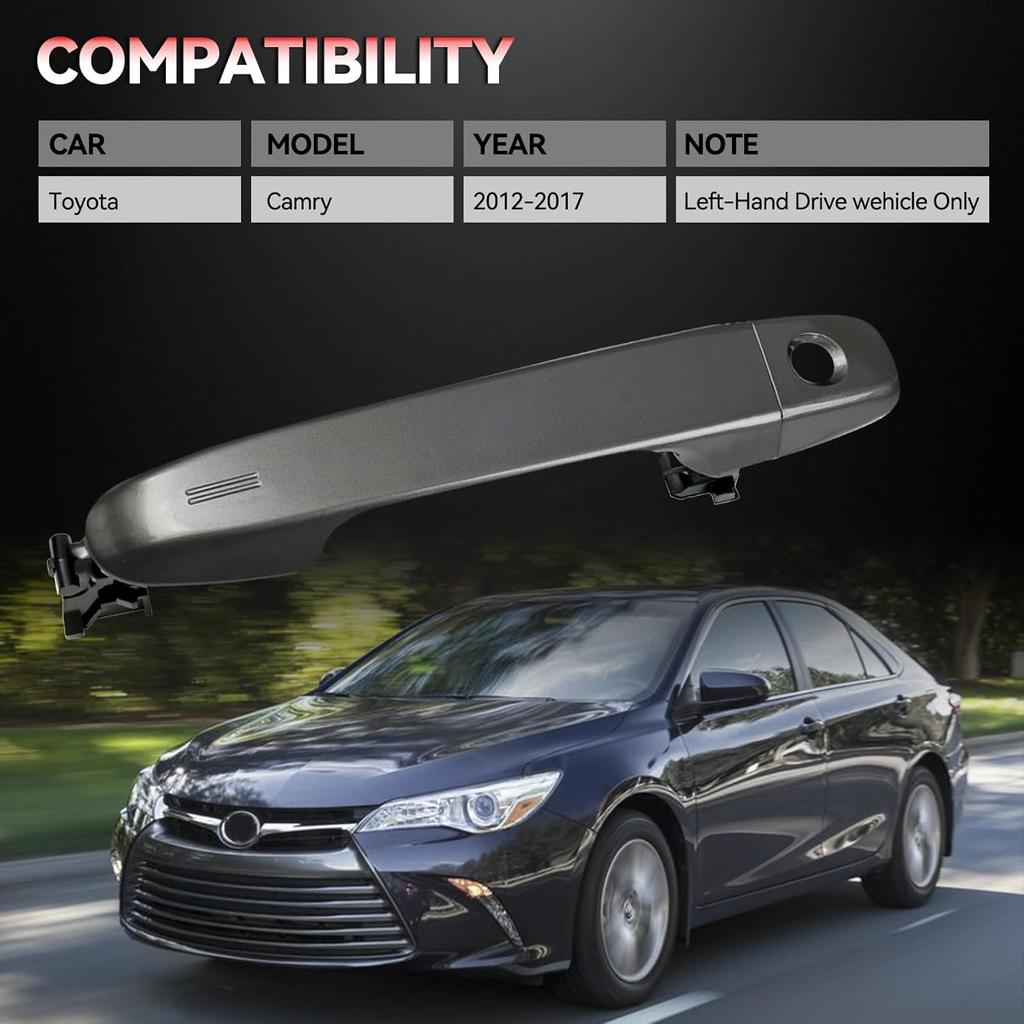 Exterior Door Handle for Toyota Camry 2012 2013 2014 2015 2016 2017 Front Left Driver Side Outside Door Handle Grey Replace# 69211-06090 69217-06370