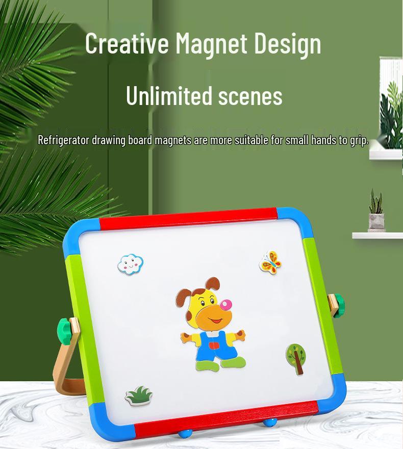 Wooden Animal Zodiac Magnetic Puzzle & Drawing Board for Kids
