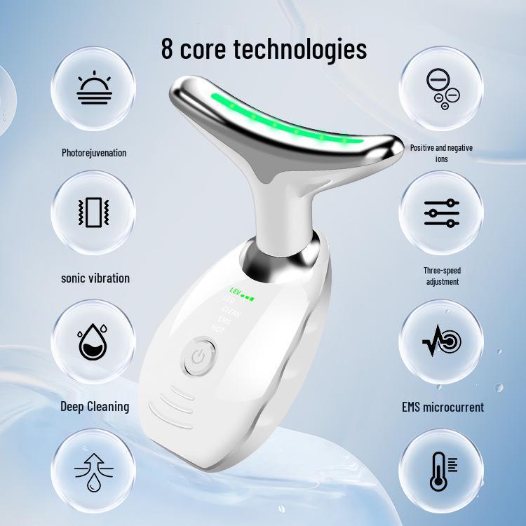 Tricolor Beauty Neck Device: Firms, Lifts, and Reduces Neck Lines and Nasolabial Folds with Care Massage and Protection