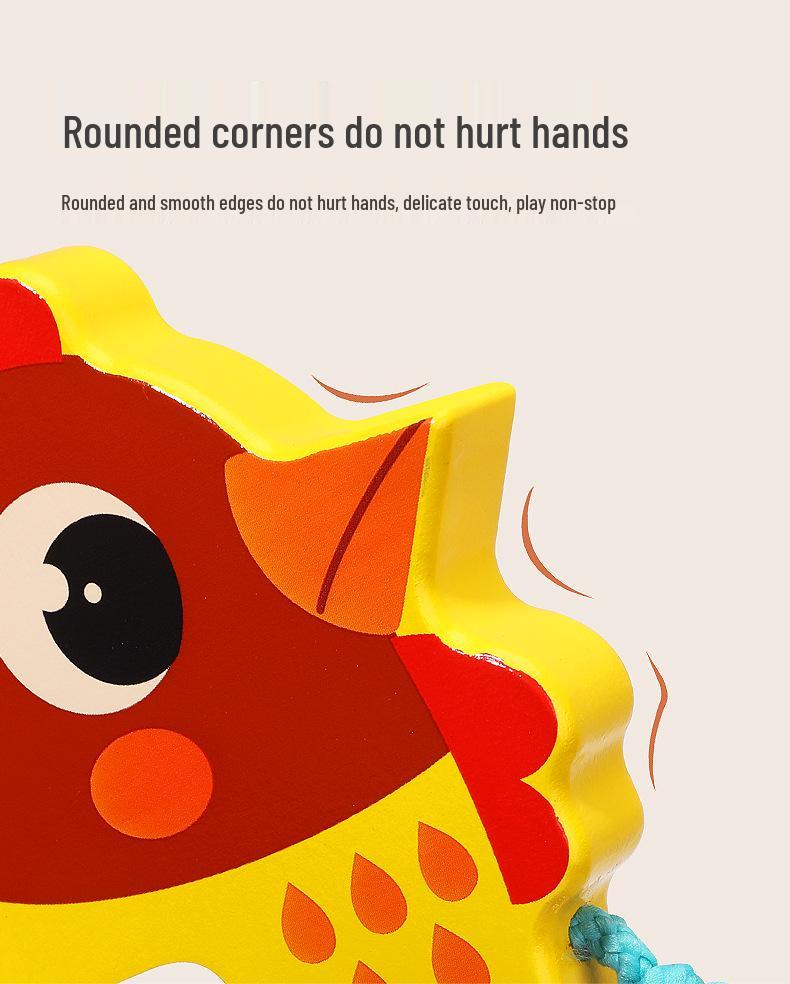 Wooden Pull-Along Cartoon Animal Walker for Toddlers