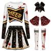 Zombie Cheerleading Uniform Women's Long-sleeve Cheerleader Performance Top Short Skirt Pom-pom Halloween School Student Costume