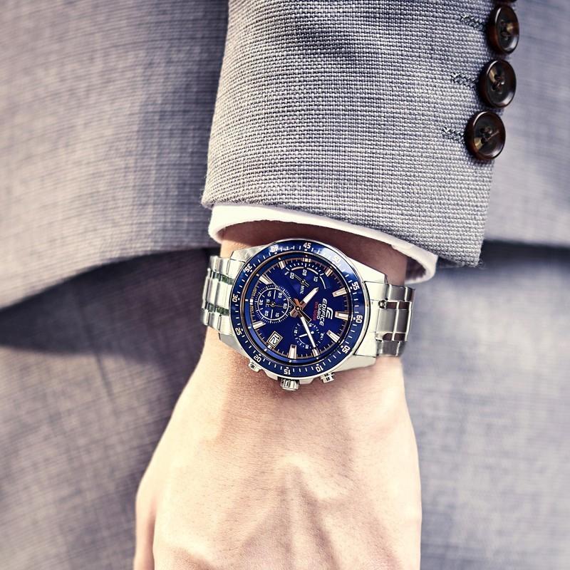 Casio EDIFICE Series Three Pin Three Eyes Waterproof Business Quartz Movement Stainless Steel Strap Japanese and Korean Watch Men's EFV-540D-2A