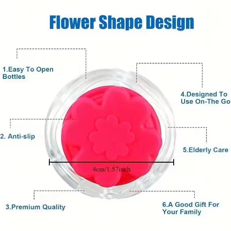 Flower-Shaped Silicone Bottle Opener - Easy Grip Aid for Seniors, Arthritis & Weak Hands. Portable for Home & Travel.