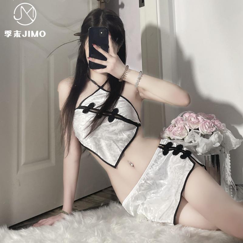 Sex Underwear Sexy Belly Pocket Neck Cheongsam Hot Backless Temptation Retro Buckle Uniform Suit