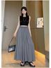 Women's High-Waisted Linen-Cotton Wide-Leg Pants: Loose, Slimming, Versatile, Textured Nine-Point Culottes