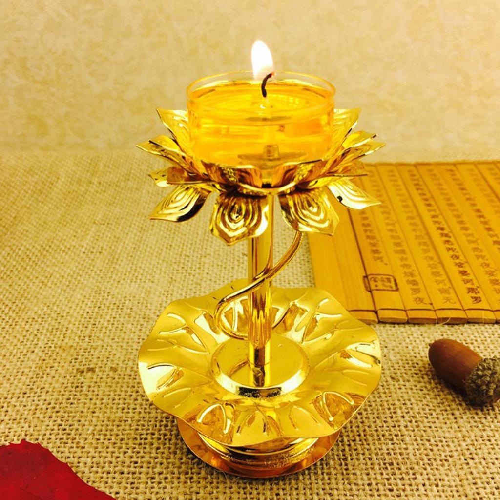 Decorative Candle Stand 4Inch Alloy Lotus Leaf Shape Perfect for Wedding Spiritual Buddhists Gathering Supplies