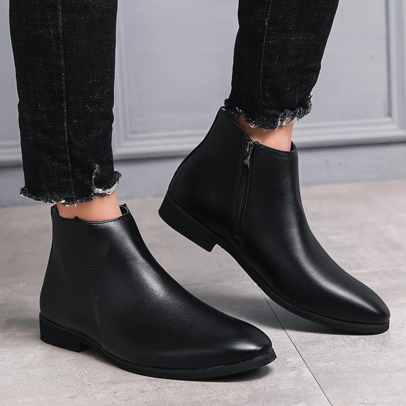 Fashion Senior British Style Leather Chelsea Ankle Boots High Top Office Business Casual Boot for Men Soft Comfort Quality Pointed Boots