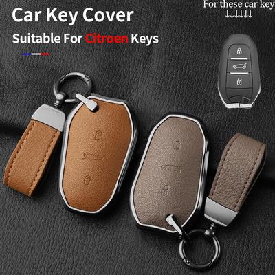 Metal and Leather Car Key Case Cover For C5 X C4L C6 C3-XR AIRCROSS 308 408 508 2008 3008 4008 5008 DS 5LS 4SAccessories