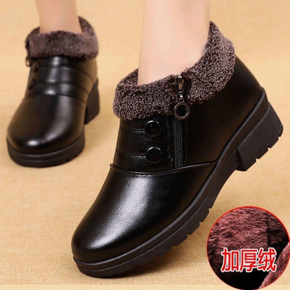 Casual cotton shoes women's winter velvet warm snow boots cloth shoes cotton medium non-slip flat bottom short boots