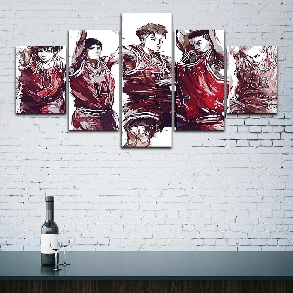 Canvas Prints Frame 5 Pieces Modular Slamdunk Shohoku Poster Picture Modern Wall Art Anime Characters Paintings Room Home Decor