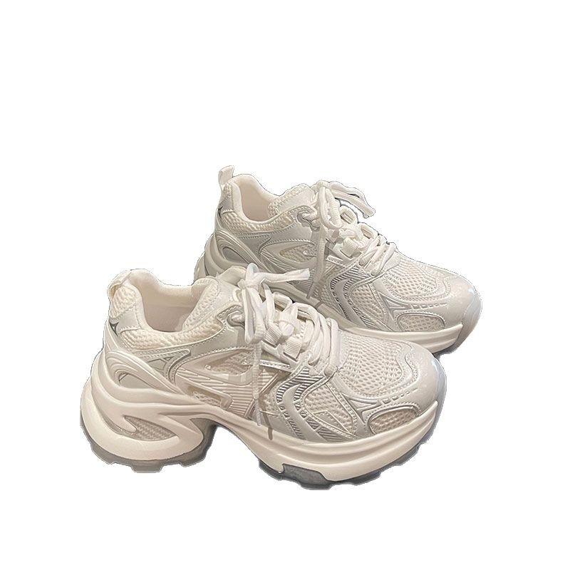 [sheii Su Yinyin] Paris Old Magazine~ Horse Skin Silver and White Heightening Platform Sports and Leisure Shoes Female Dad Shoes