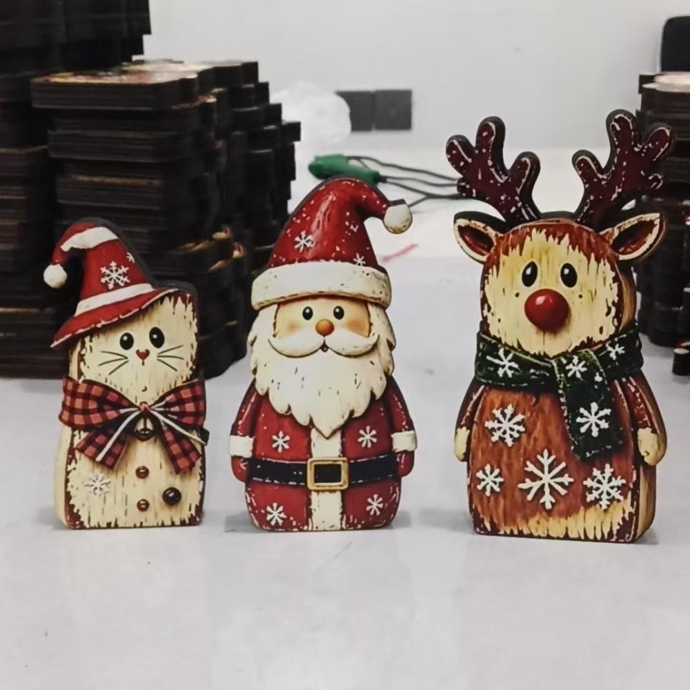 1/3pcs Reindeer Christmas Ornaments Cat Xmas Desktop Ornaments Santa Claus Figurine Decor Office