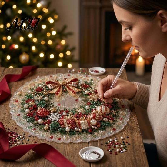 Unique Christmas Craft Gifts DIY Sun Catcher Kit, Faux Pearl Art Hanging Ornament, Santa Claus Artistic Projects for Beginners Xmas Tree Kit