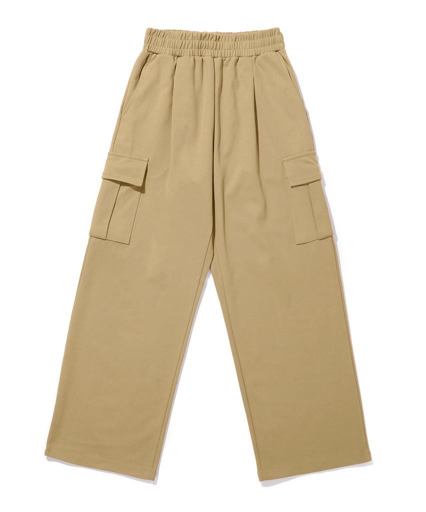 GAKKAI UNIONS One-Pleat Wide Sweatshirt Cargo Pants Beige