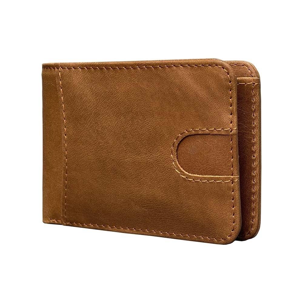 Sewn Large Capacity Thin Leather Wallet PVC Solid Color Retro Money Bag Anti-lost Classic Men Coin Purse Gift