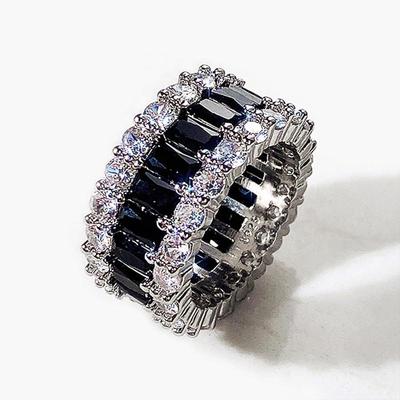 Cao Shi AAA Grade Wide Band Eternity Ring - Women's Luxury Full Circle Zircon Gem Ring
