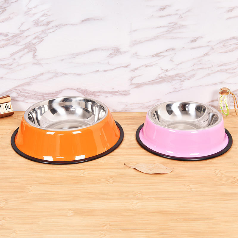 Pet Bowl Stainless Steel Dog Bowl Non-Slip Dog Cat Single Bowl