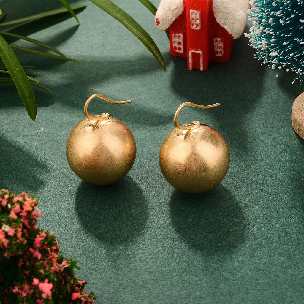 French ins Christmas ball earrings metal style personality versatile European and American fashion simple alloy material
