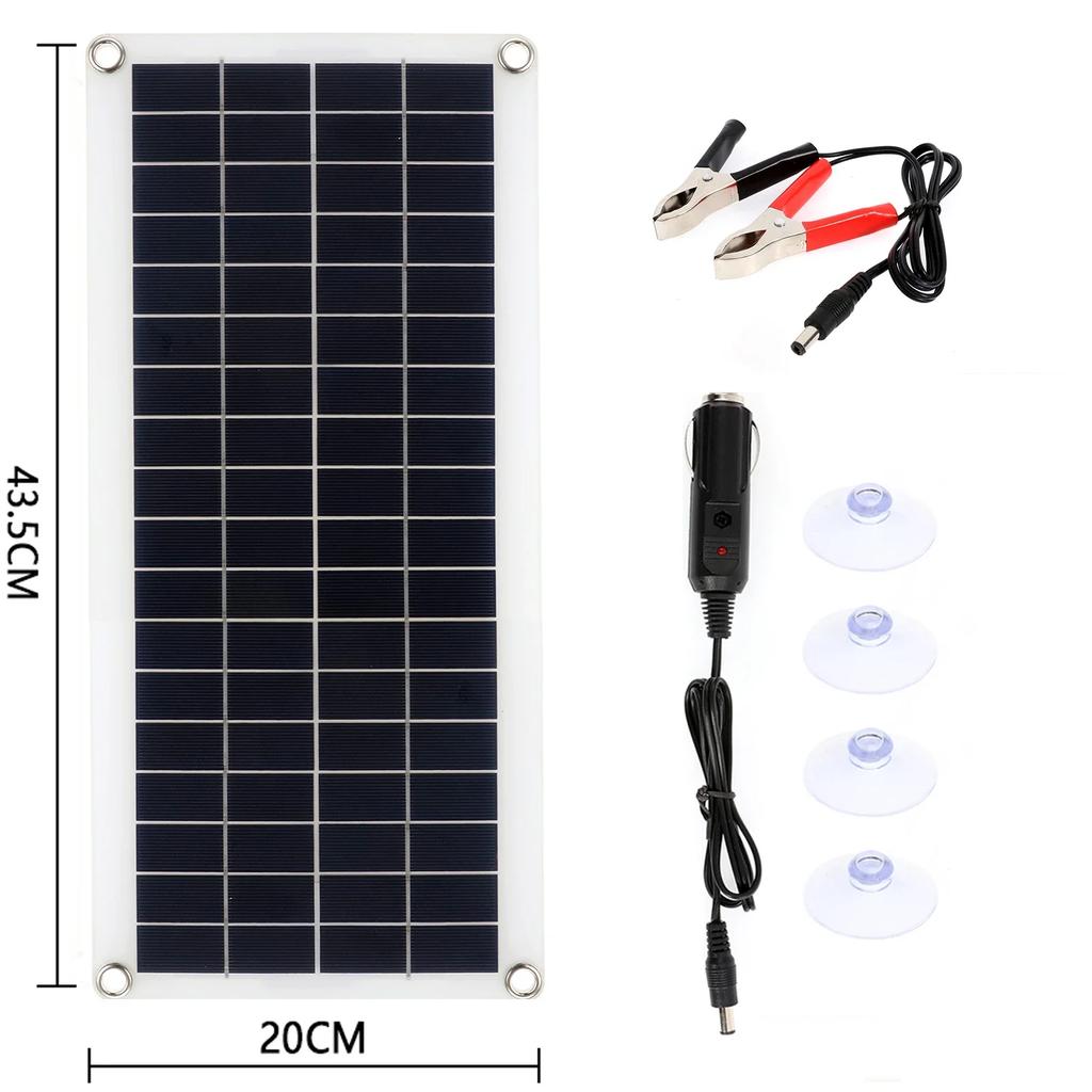 30W 12V Solar Panel Kit Dual USB Output 20A 50A Controller for Car Boat Yacht Battery Charger