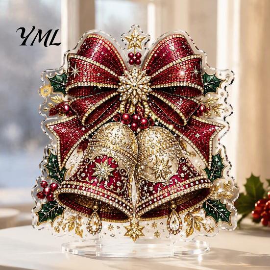 Seasonal Home Table Decorations Christmas Faux Diamond Painting Tabletop Ornaments, Beginner-Friendly DIY Acrylic Rhinestone Art Xmas Party
