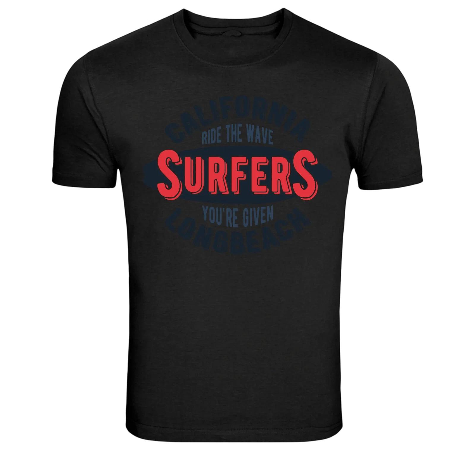 California Surfers Long Beach Ride The Wave Surfing Graphic T-Shirt S
