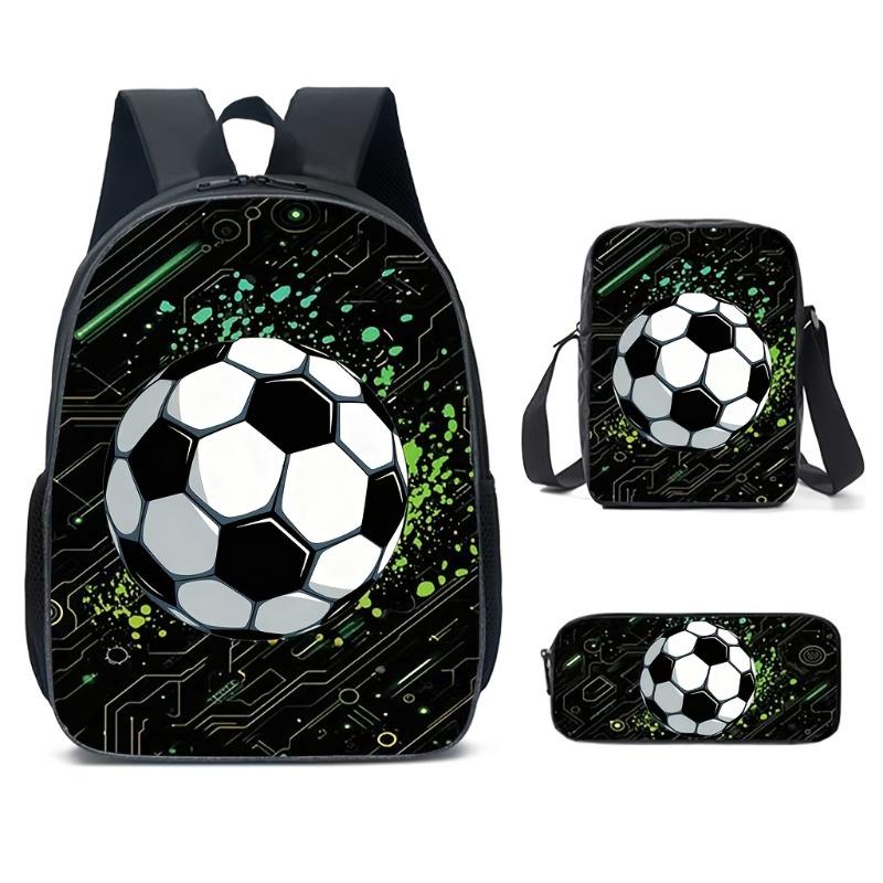 3pcs Set Soccer Casual Backpack, Combination Set Bag for Teenager