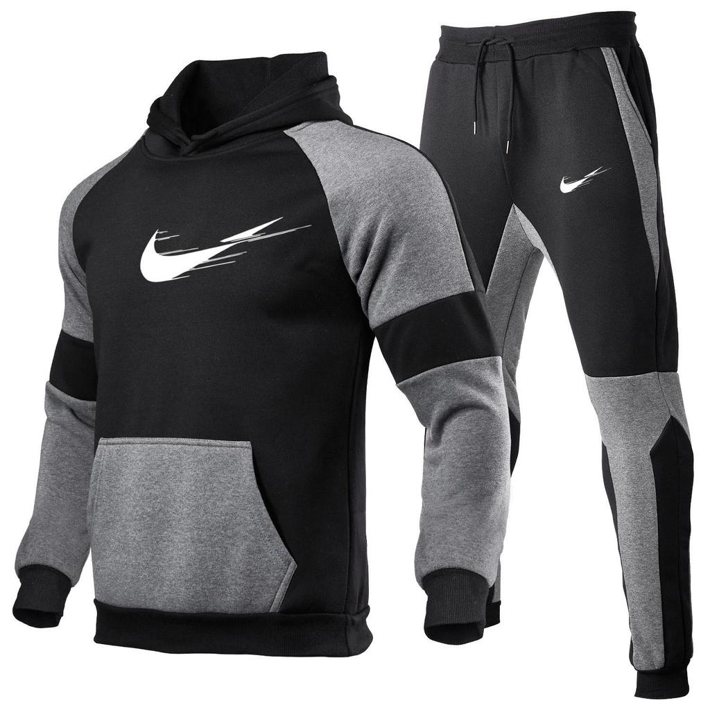 Red 2024 Autumn and Winter New Color Blocking Set Men's and Women's Sportswear Running Outdoor Fashion Set