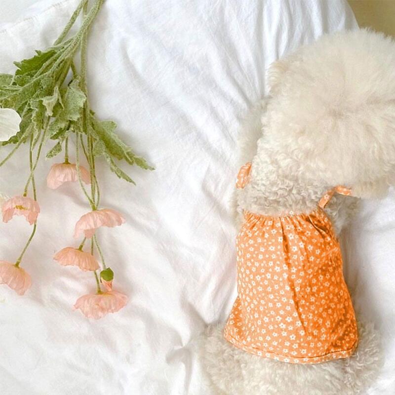 1 piece of doggy floral one-piece dress (choose 1 size) 03 Dog Clothes - Flower Orange L