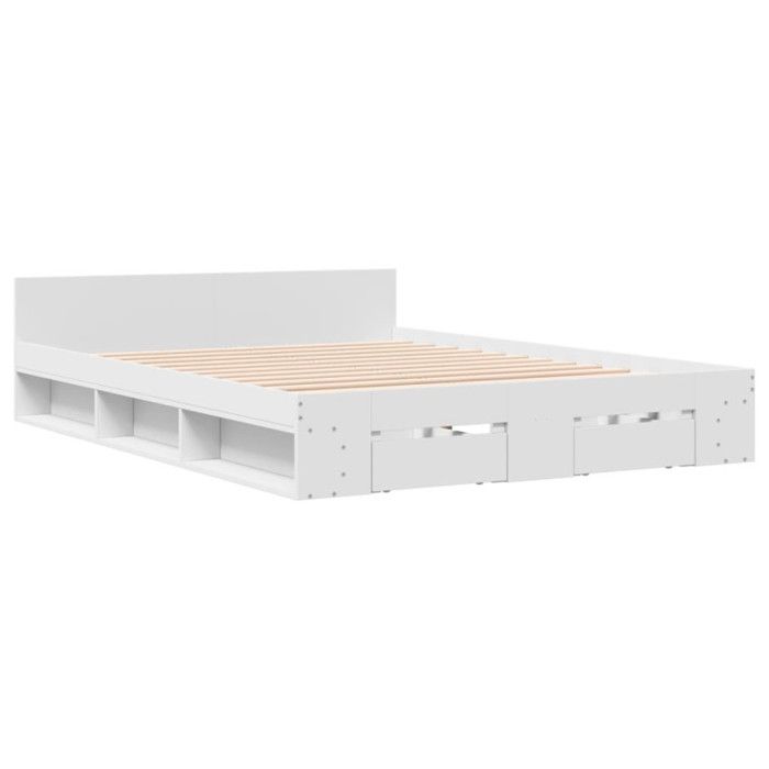 VidaXL Bed Frames with Drawers White 140x200 Cm Engineered Wood, Bed, Storage Bed, Double Bed Frame, Double Bed 3280748